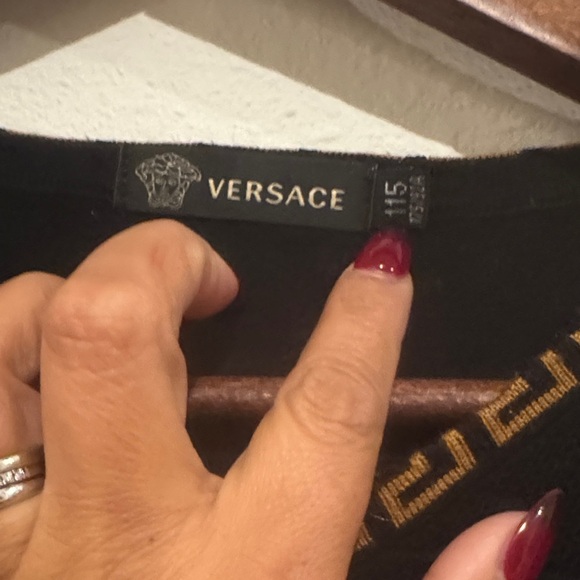 Versace Black V-Neck Sweater with Gold Accents - Picture 5 of 8